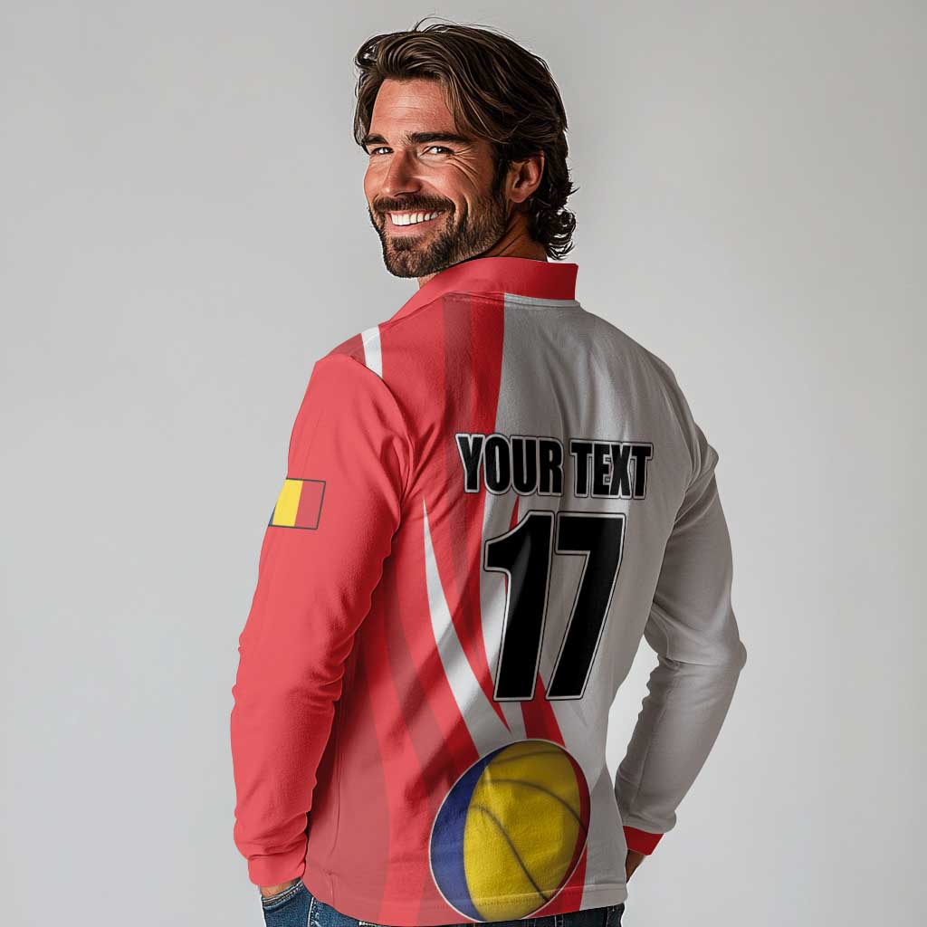 Custom Romania Tennis Winners Never Quit Long Sleeve Polo Shirt Sporty Style