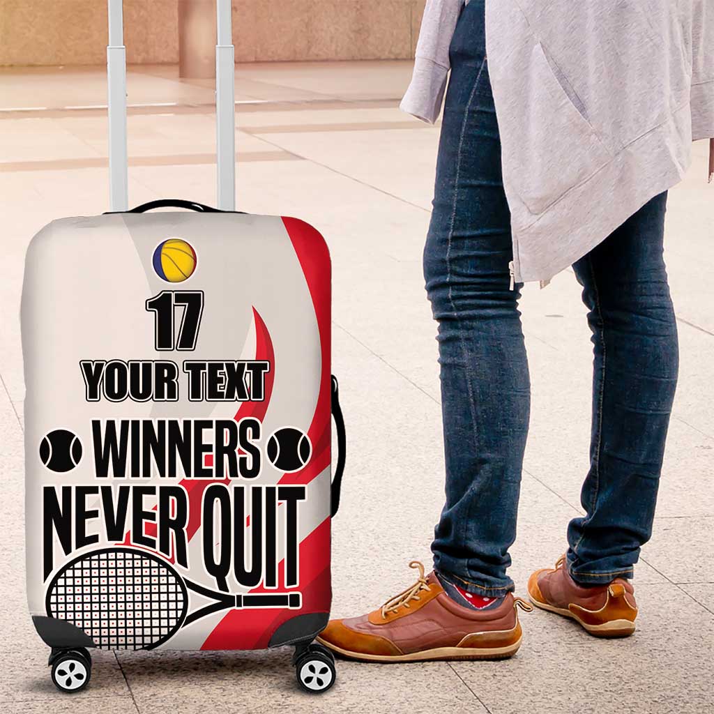 Custom Romania Tennis Winners Never Quit Luggage Cover Sporty Style