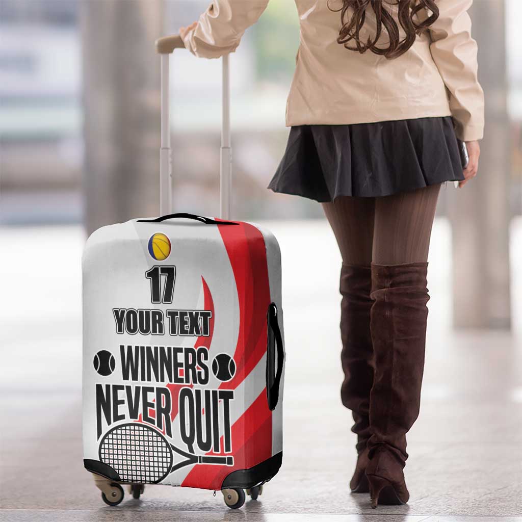 Custom Romania Tennis Winners Never Quit Luggage Cover Sporty Style