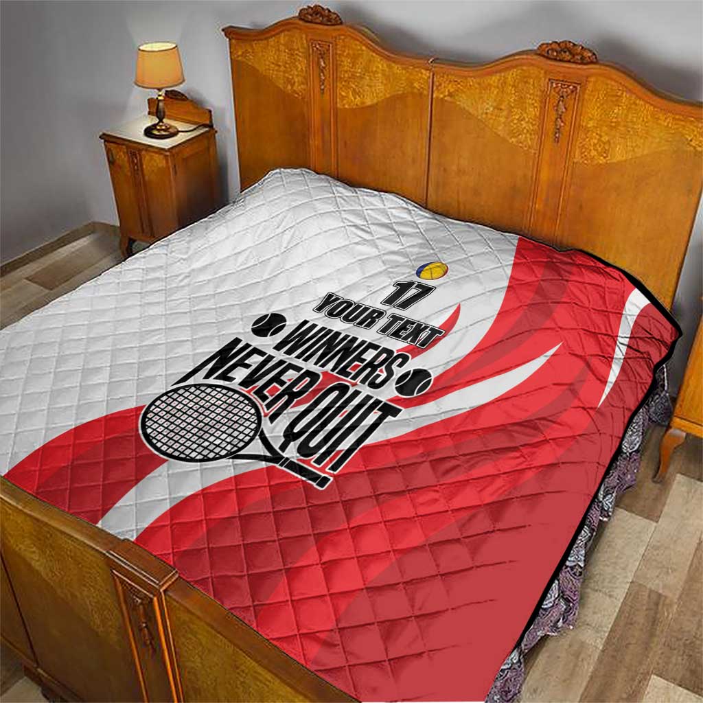 Custom Romania Tennis Winners Never Quit Quilt Sporty Style