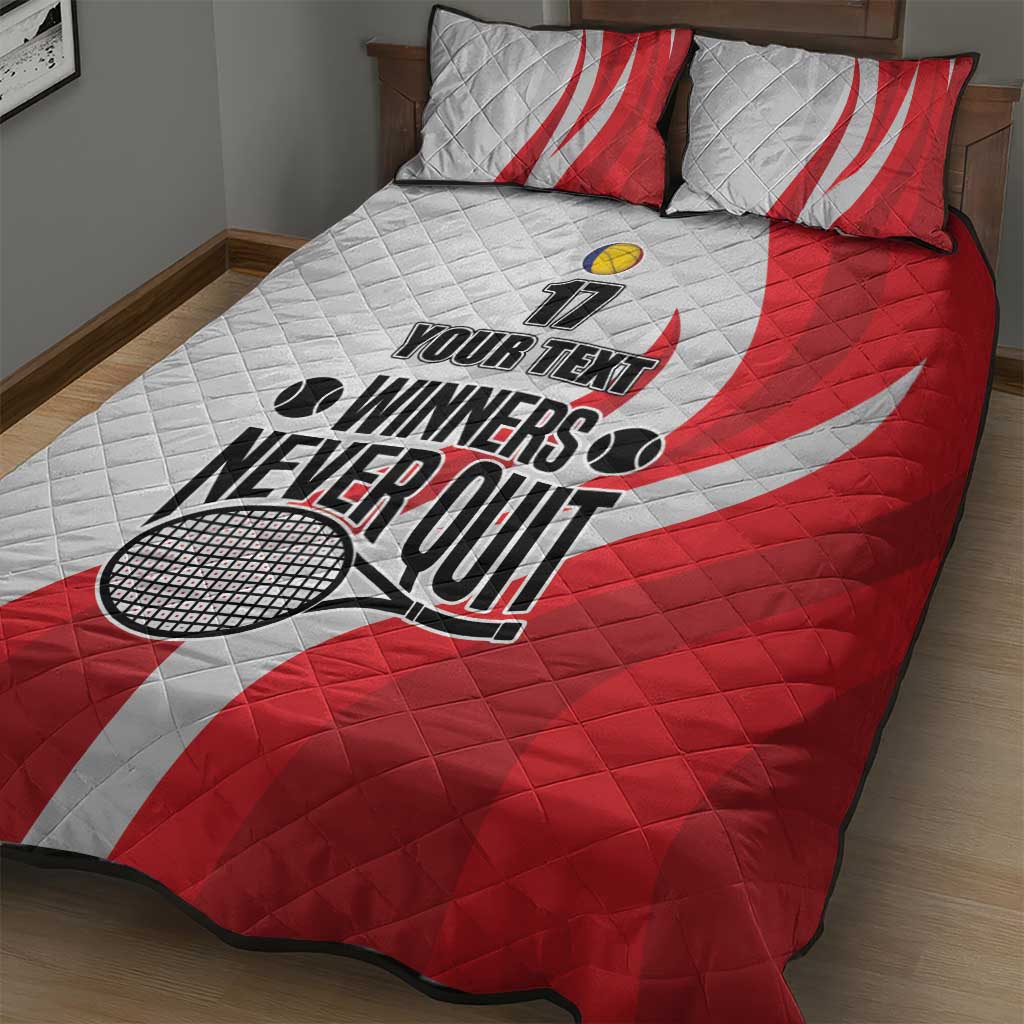 Custom Romania Tennis Winners Never Quit Quilt Bed Set Sporty Style