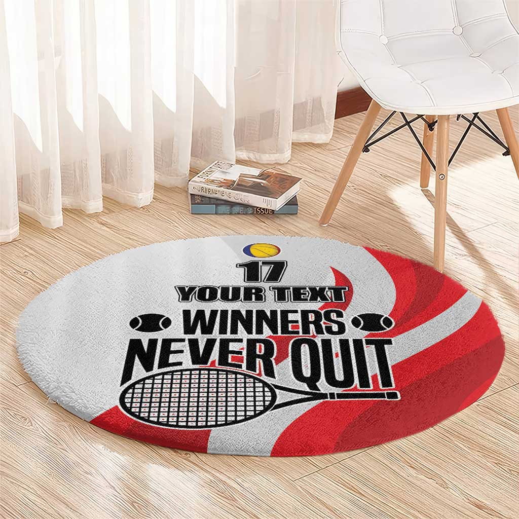 Custom Romania Tennis Winners Never Quit Round Carpet Sporty Style