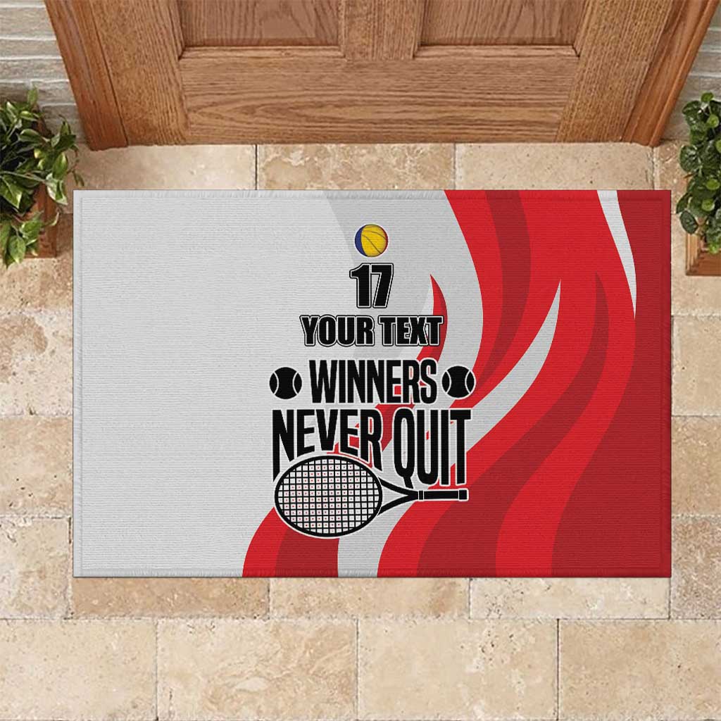 Custom Romania Tennis Winners Never Quit Rubber Doormat Sporty Style