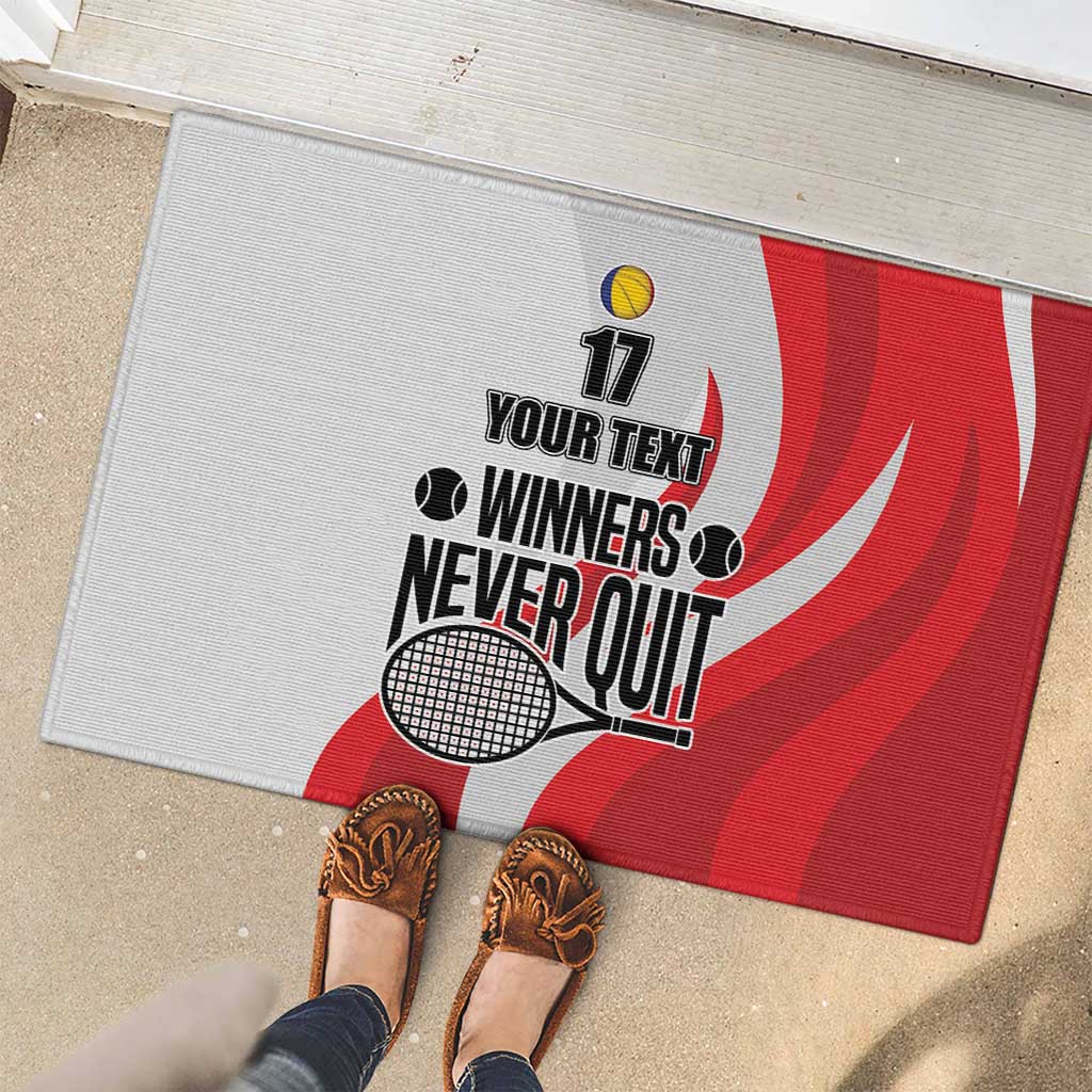 Custom Romania Tennis Winners Never Quit Rubber Doormat Sporty Style