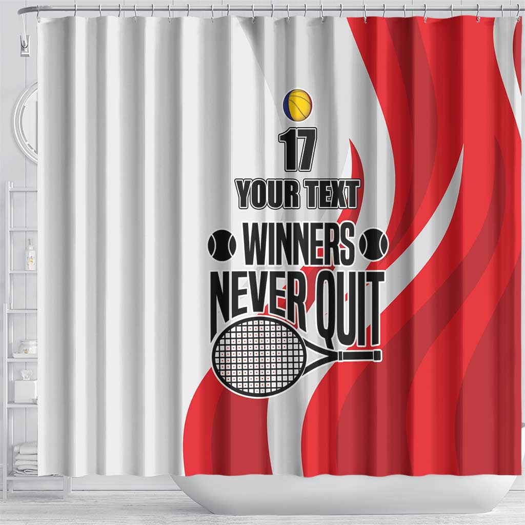 Custom Romania Tennis Winners Never Quit Shower Curtain Sporty Style