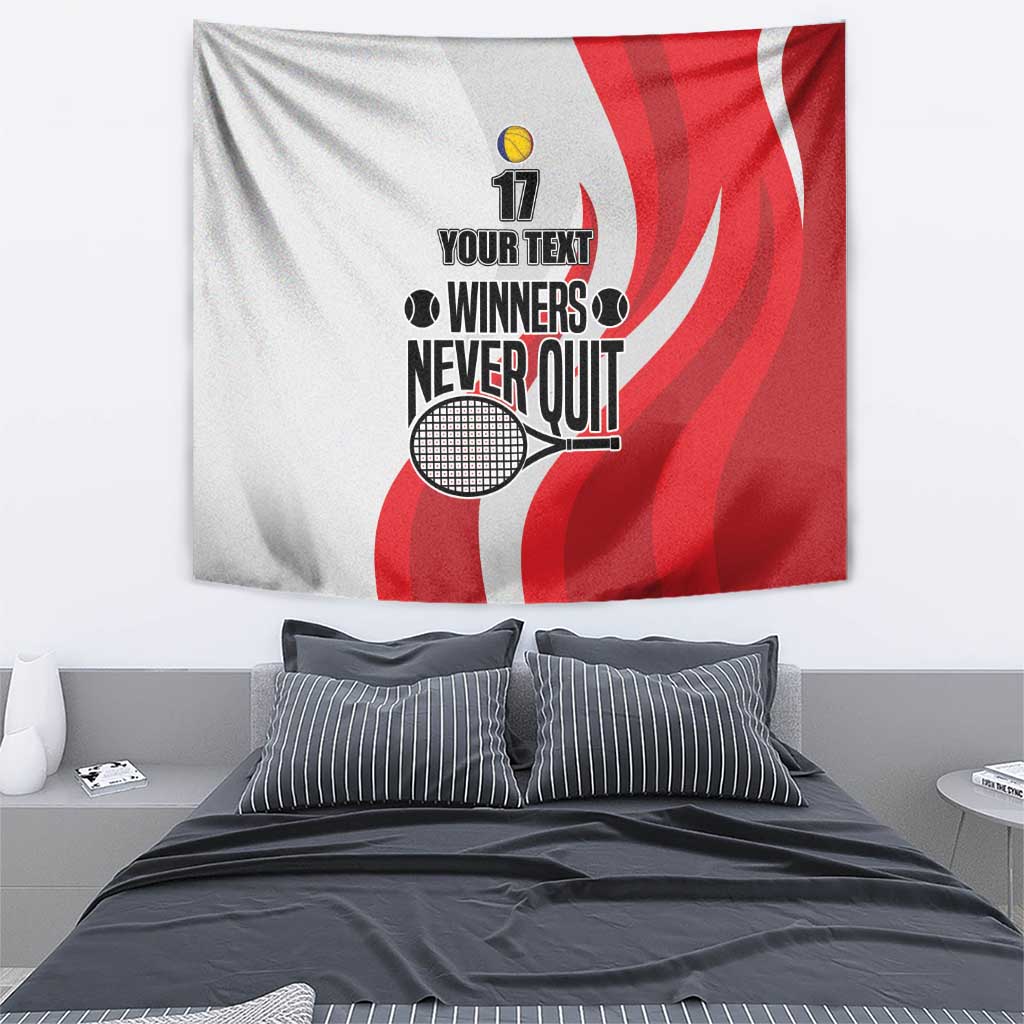 Custom Romania Tennis Winners Never Quit Tapestry Sporty Style