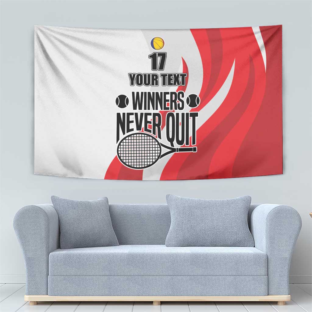 Custom Romania Tennis Winners Never Quit Tapestry Sporty Style
