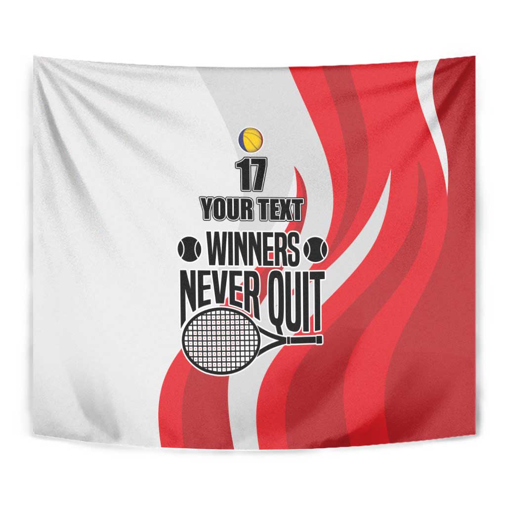 Custom Romania Tennis Winners Never Quit Tapestry Sporty Style