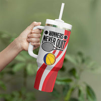 Custom Romania Tennis Winners Never Quit Tumbler With Handle Sporty Style