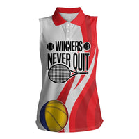 Custom Romania Tennis Winners Never Quit Women Sleeveless Polo Shirt Sporty Style