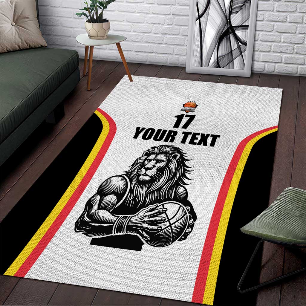 Custom Belgium Basketball Area Rug Lion Mascot Sporty Style