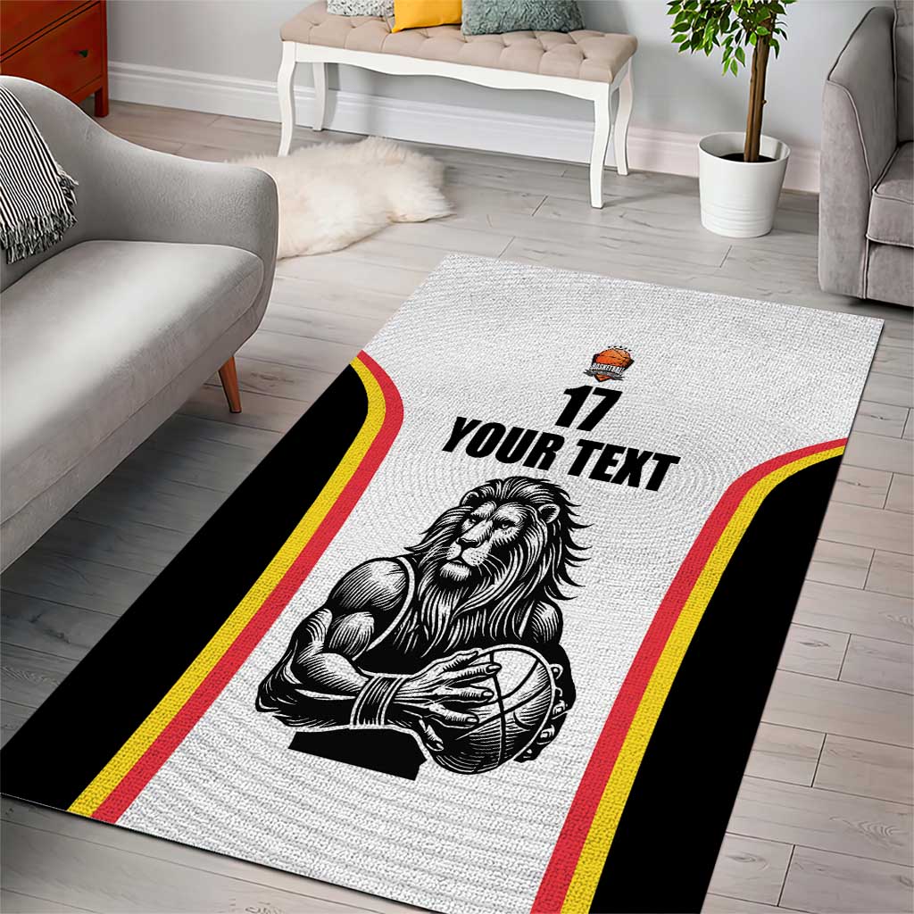 Custom Belgium Basketball Area Rug Lion Mascot Sporty Style