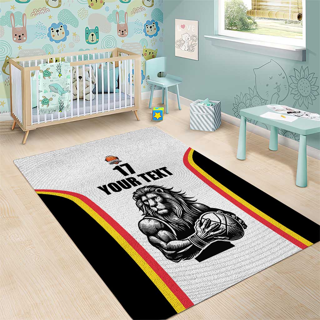Custom Belgium Basketball Area Rug Lion Mascot Sporty Style