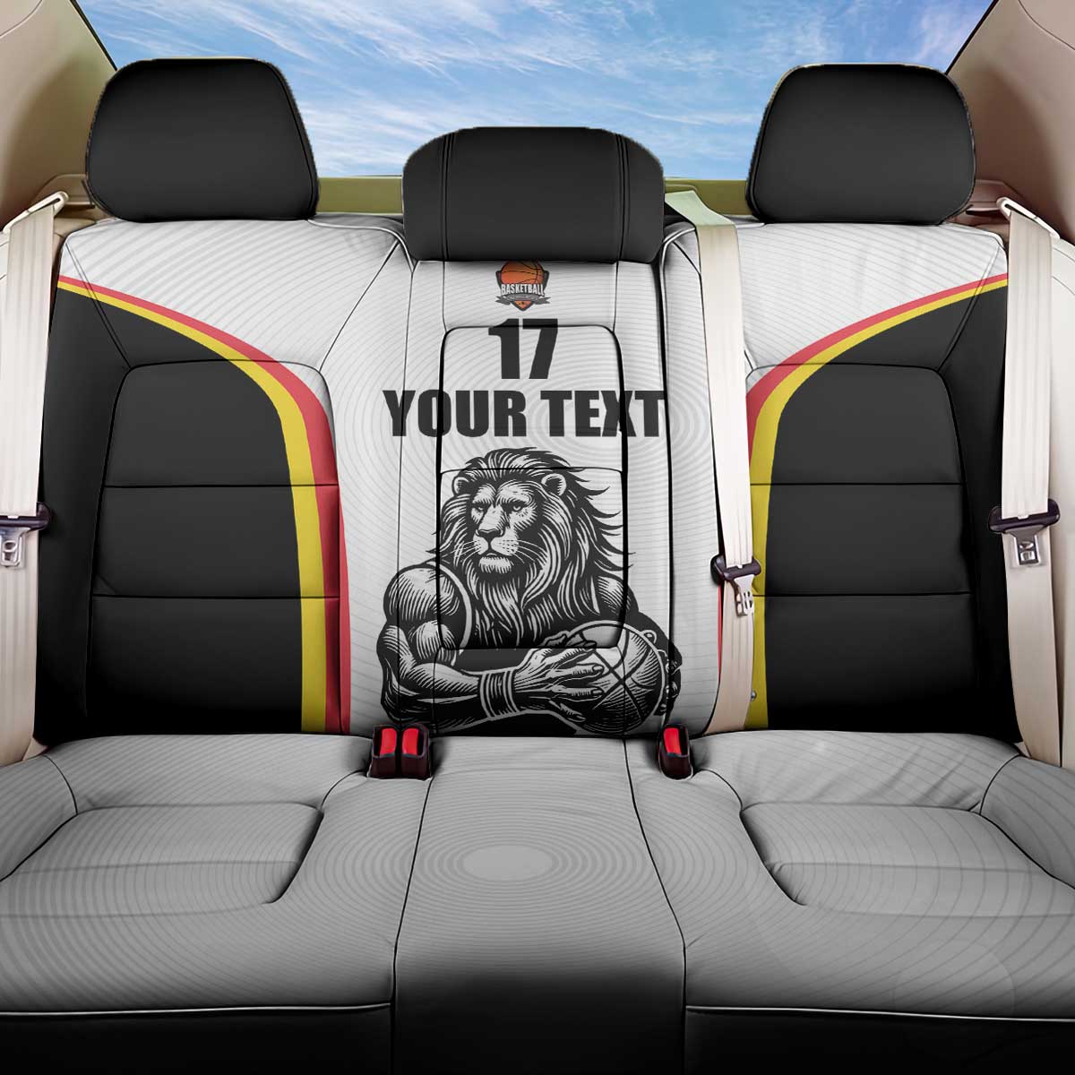 Custom Belgium Basketball Back Car Seat Cover Lion Mascot Sporty Style