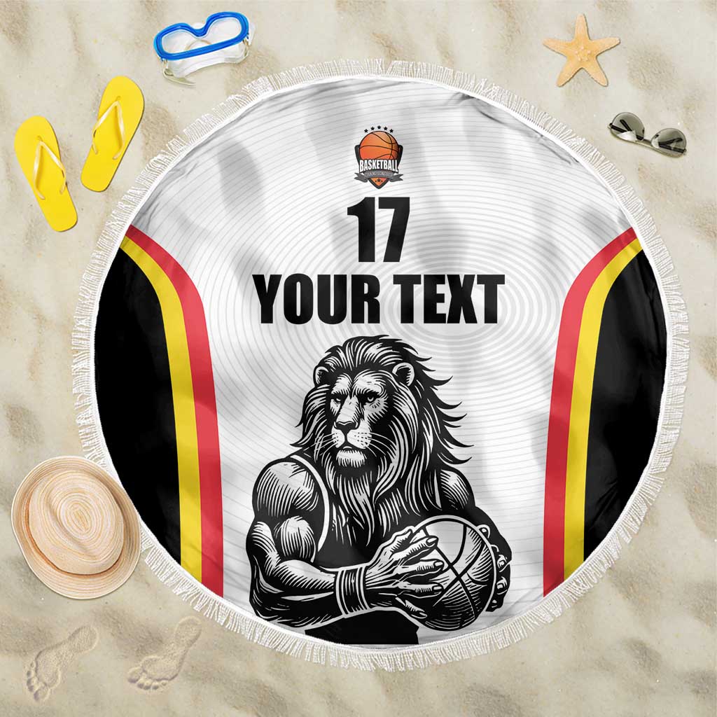 Custom Belgium Basketball Beach Blanket Lion Mascot Sporty Style