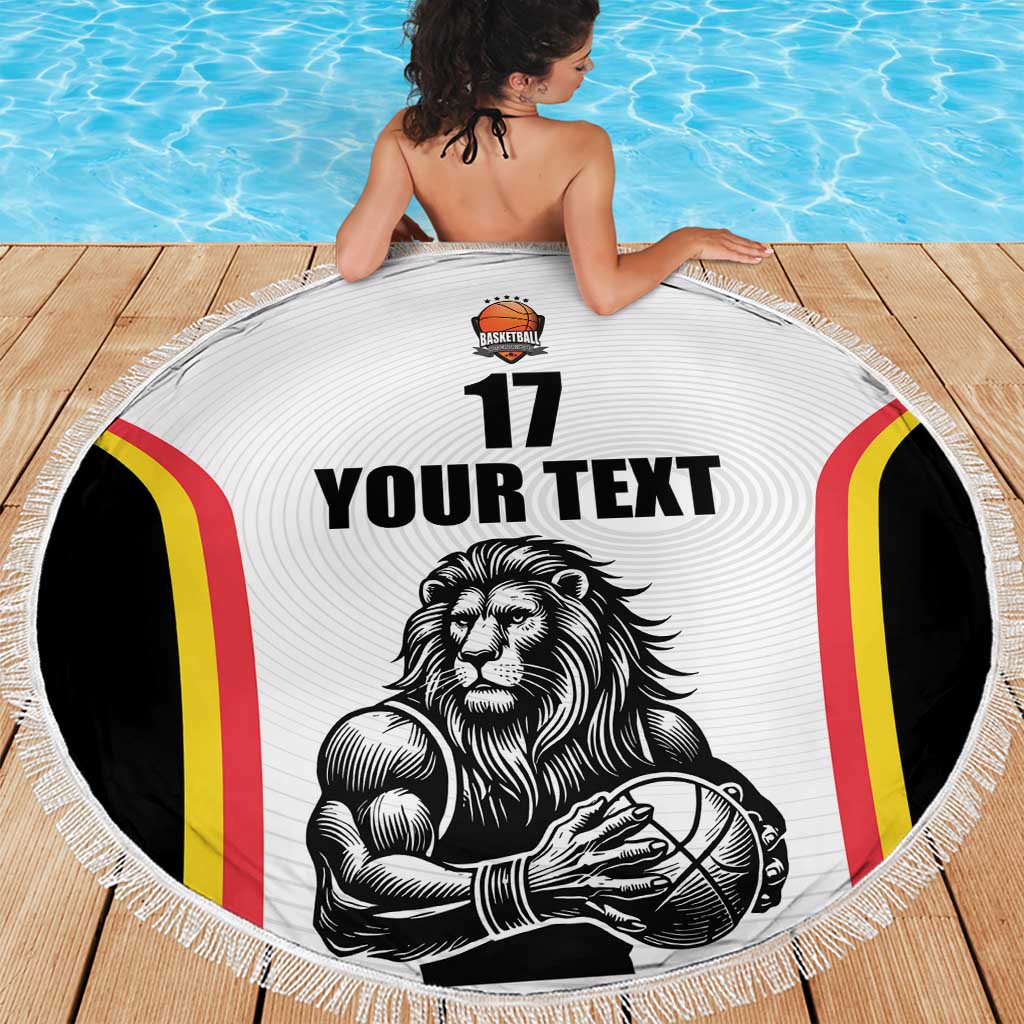 Custom Belgium Basketball Beach Blanket Lion Mascot Sporty Style