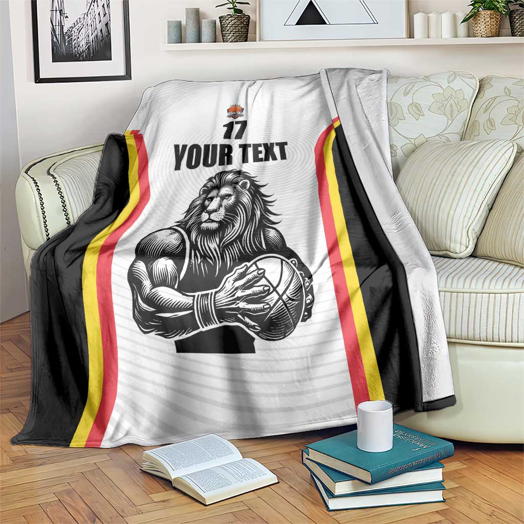 Custom Belgium Basketball Blanket Lion Mascot Sporty Style