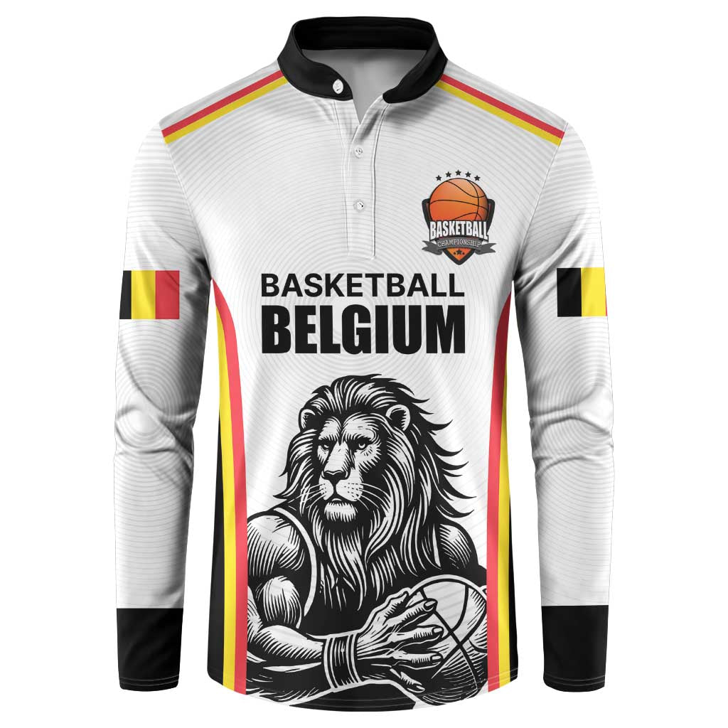 Custom Belgium Basketball Button Sweatshirt Lion Mascot Sporty Style