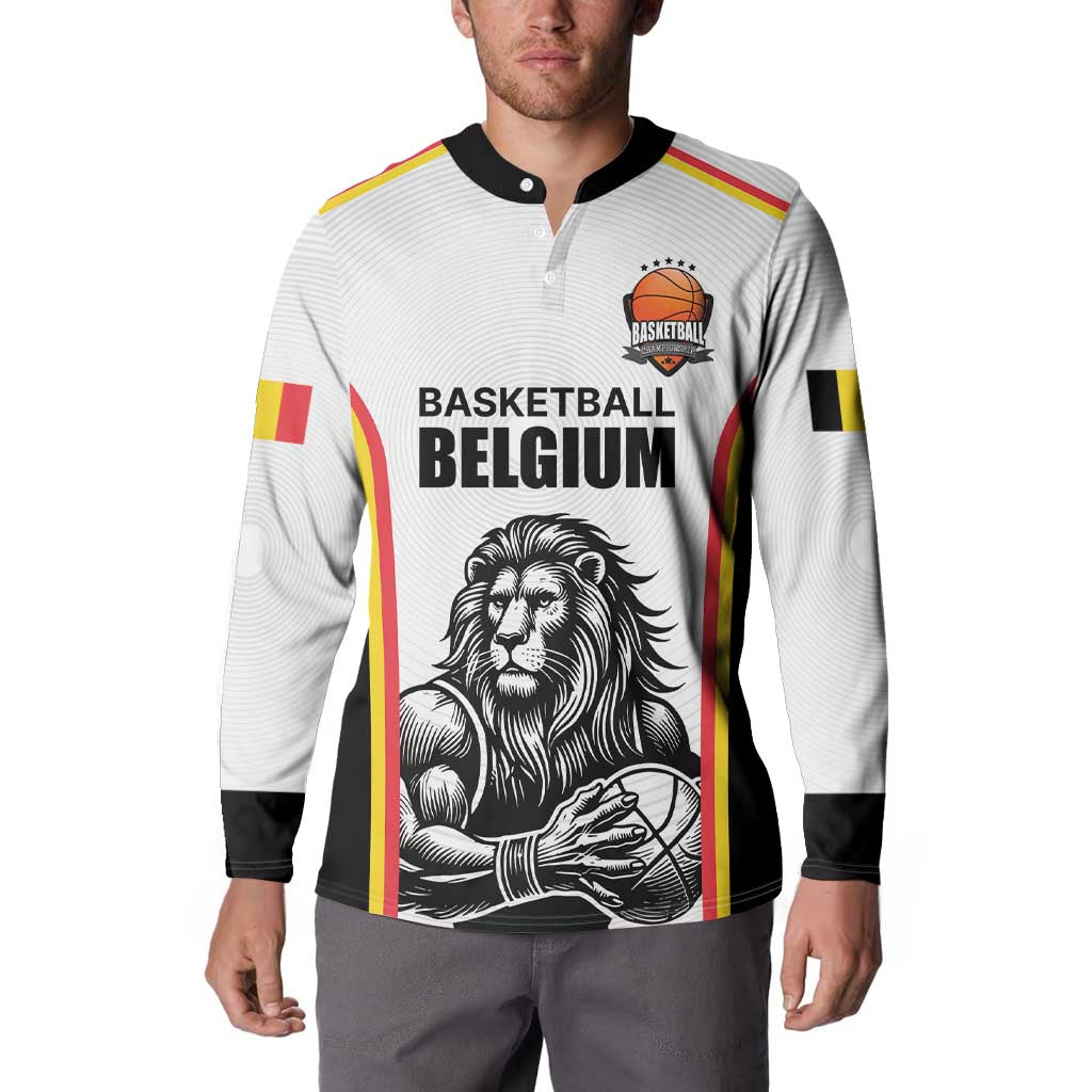 Custom Belgium Basketball Button Sweatshirt Lion Mascot Sporty Style