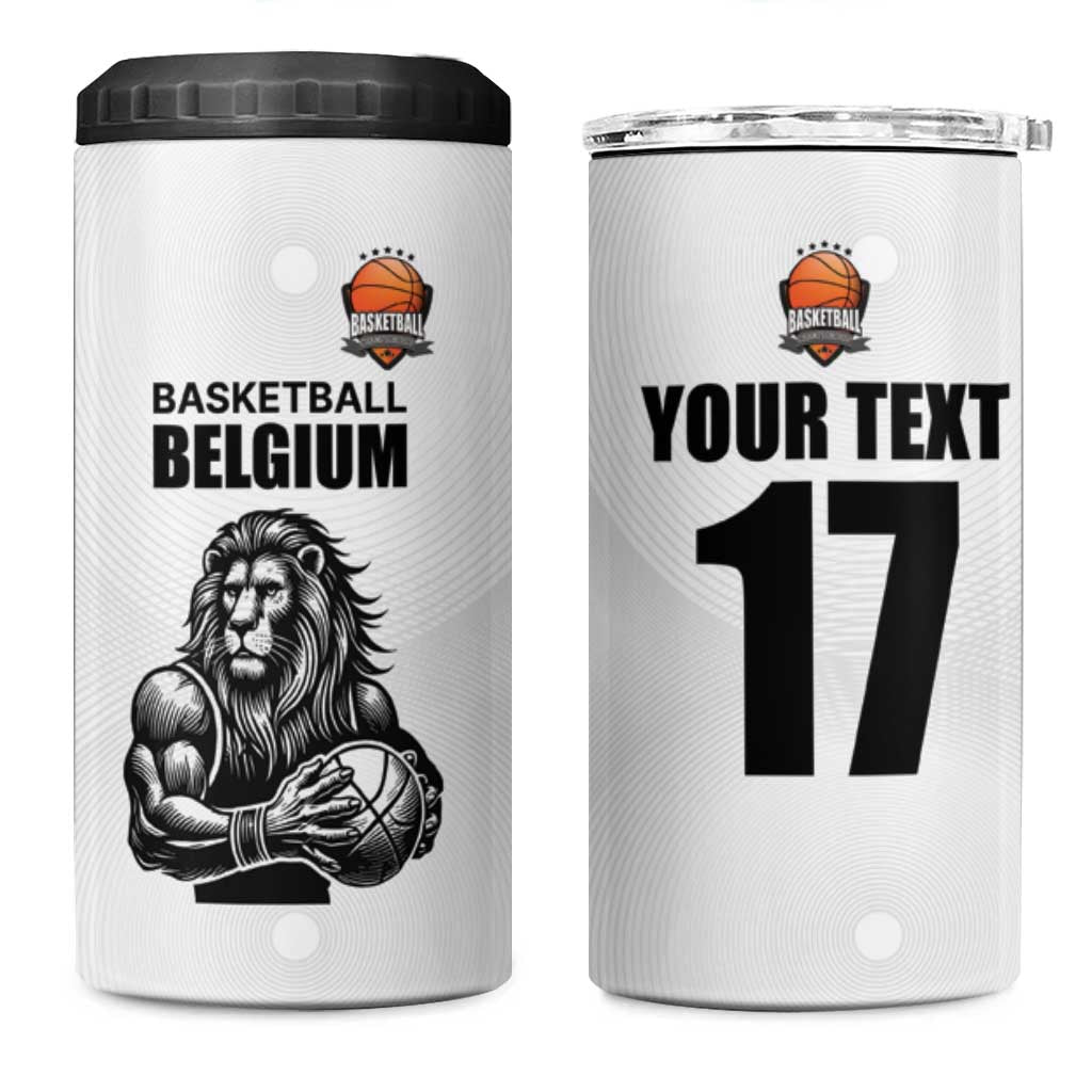 Custom Belgium Basketball 4 in 1 Can Cooler Tumbler Lion Mascot Sporty Style