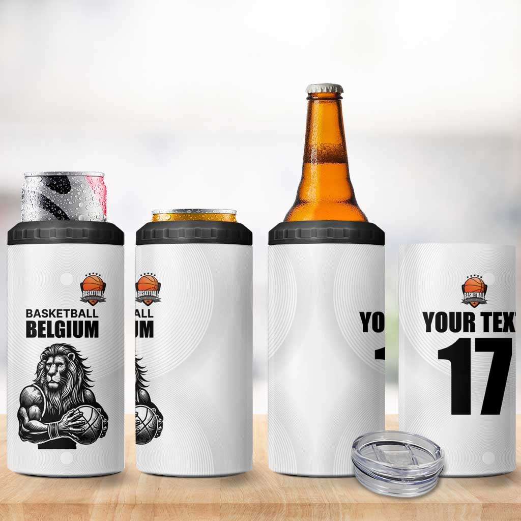 Custom Belgium Basketball 4 in 1 Can Cooler Tumbler Lion Mascot Sporty Style