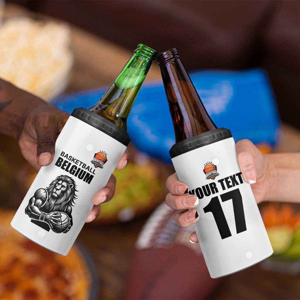 Custom Belgium Basketball 4 in 1 Can Cooler Tumbler Lion Mascot Sporty Style
