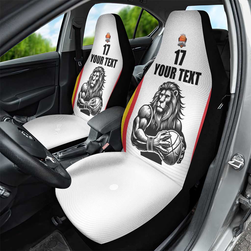 Custom Belgium Basketball Car Seat Cover Lion Mascot Sporty Style