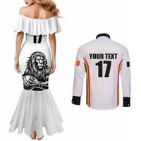 Custom Belgium Basketball Couples Matching Mermaid Dress and Long Sleeve Button Shirt Lion Mascot Sporty Style