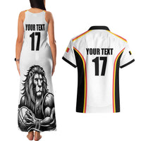 Custom Belgium Basketball Couples Matching Tank Maxi Dress and Hawaiian Shirt Lion Mascot Sporty Style