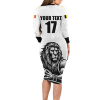 Custom Belgium Basketball Family Matching Long Sleeve Bodycon Dress and Hawaiian Shirt Lion Mascot Sporty Style