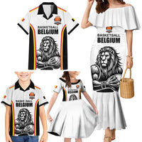 Custom Belgium Basketball Family Matching Mermaid Dress and Hawaiian Shirt Lion Mascot Sporty Style