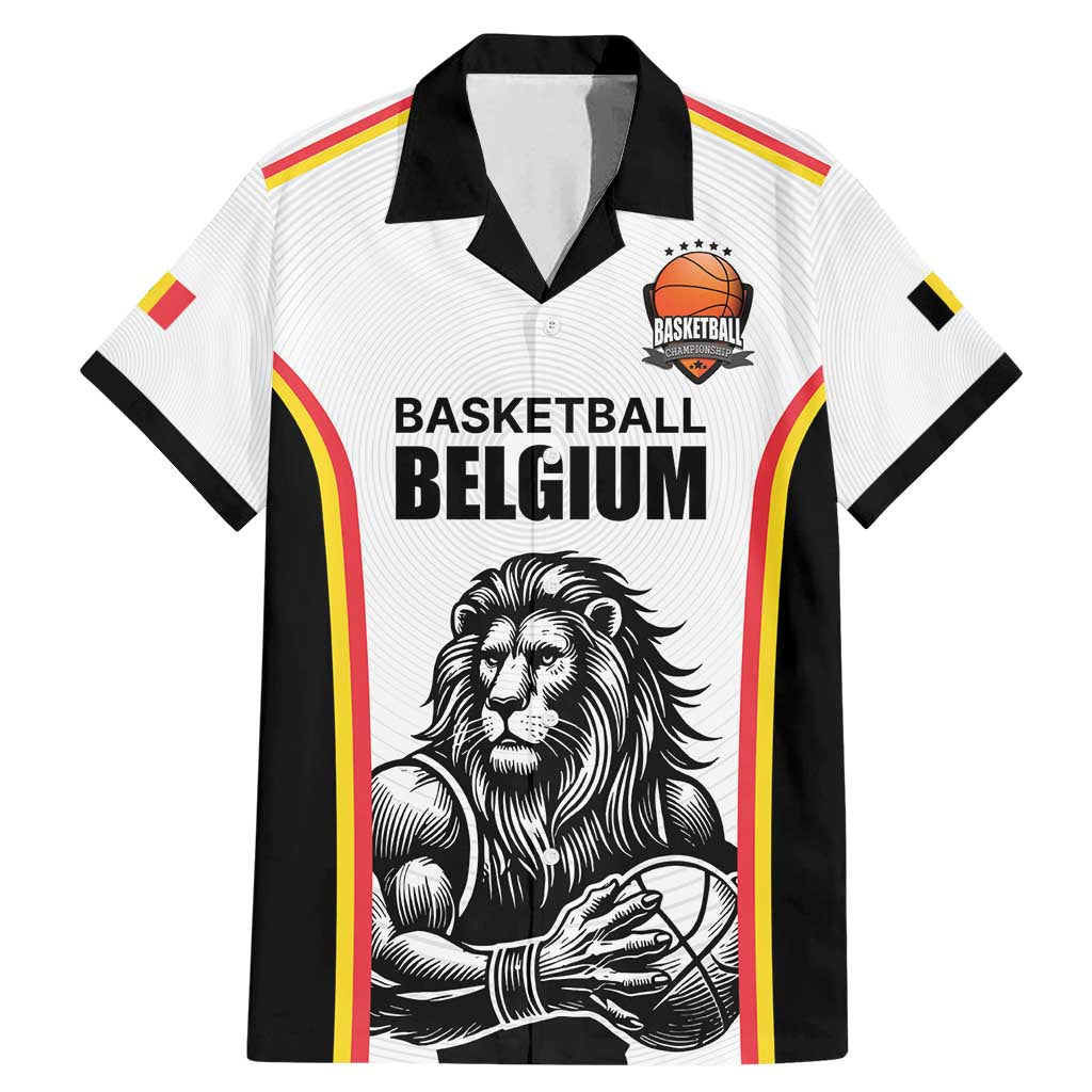 Custom Belgium Basketball Family Matching Mermaid Dress and Hawaiian Shirt Lion Mascot Sporty Style