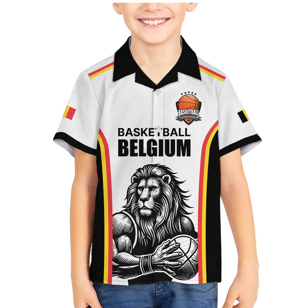 Custom Belgium Basketball Family Matching Mermaid Dress and Hawaiian Shirt Lion Mascot Sporty Style
