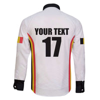 Custom Belgium Basketball Family Matching Off The Shoulder Long Sleeve Dress and Hawaiian Shirt Lion Mascot Sporty Style