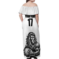 Custom Belgium Basketball Family Matching Off Shoulder Maxi Dress and Hawaiian Shirt Lion Mascot Sporty Style