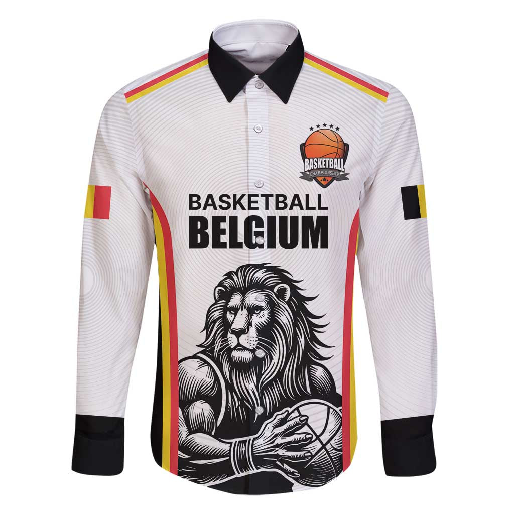 Custom Belgium Basketball Family Matching Off Shoulder Short Dress and Hawaiian Shirt Lion Mascot Sporty Style