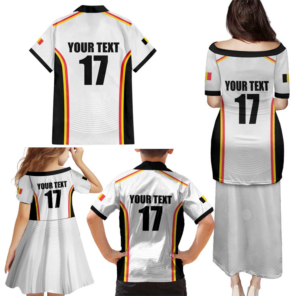 Custom Belgium Basketball Family Matching Puletasi and Hawaiian Shirt Lion Mascot Sporty Style