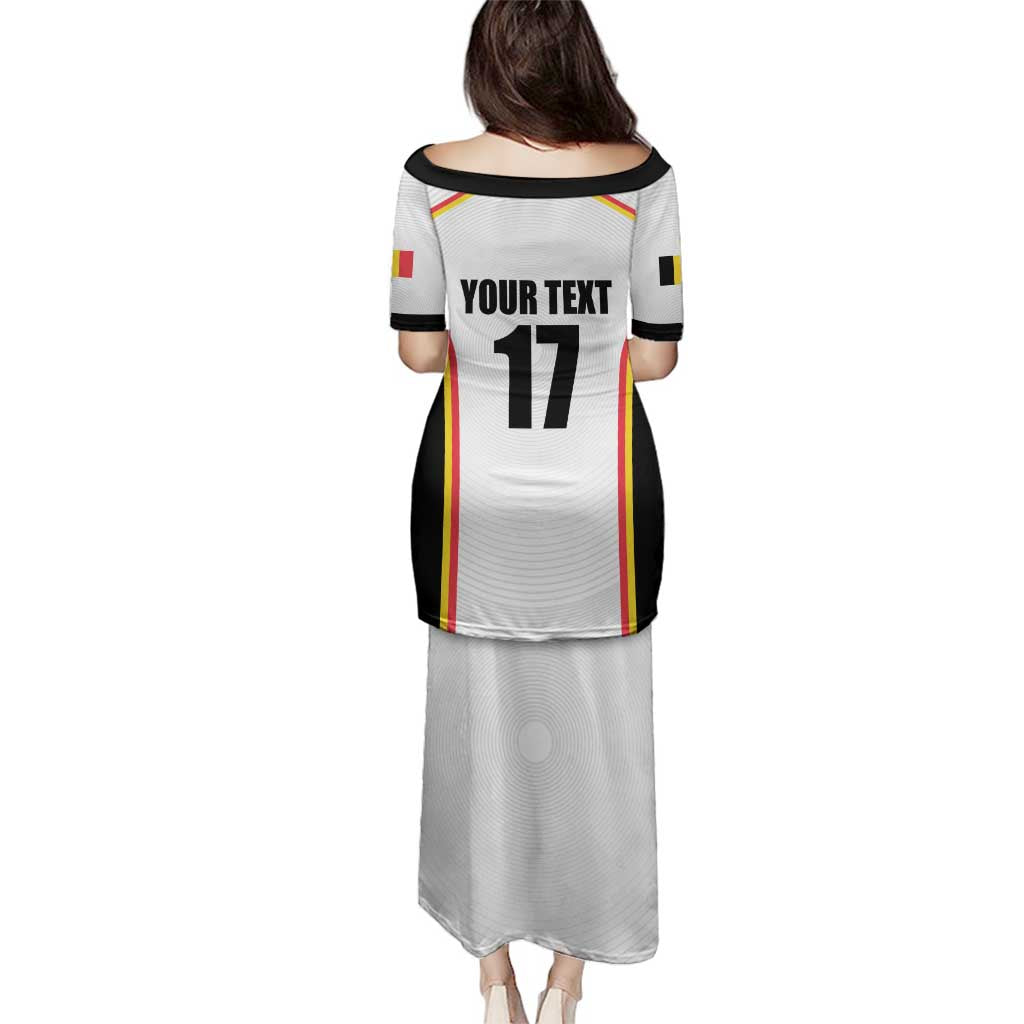 Custom Belgium Basketball Family Matching Puletasi and Hawaiian Shirt Lion Mascot Sporty Style