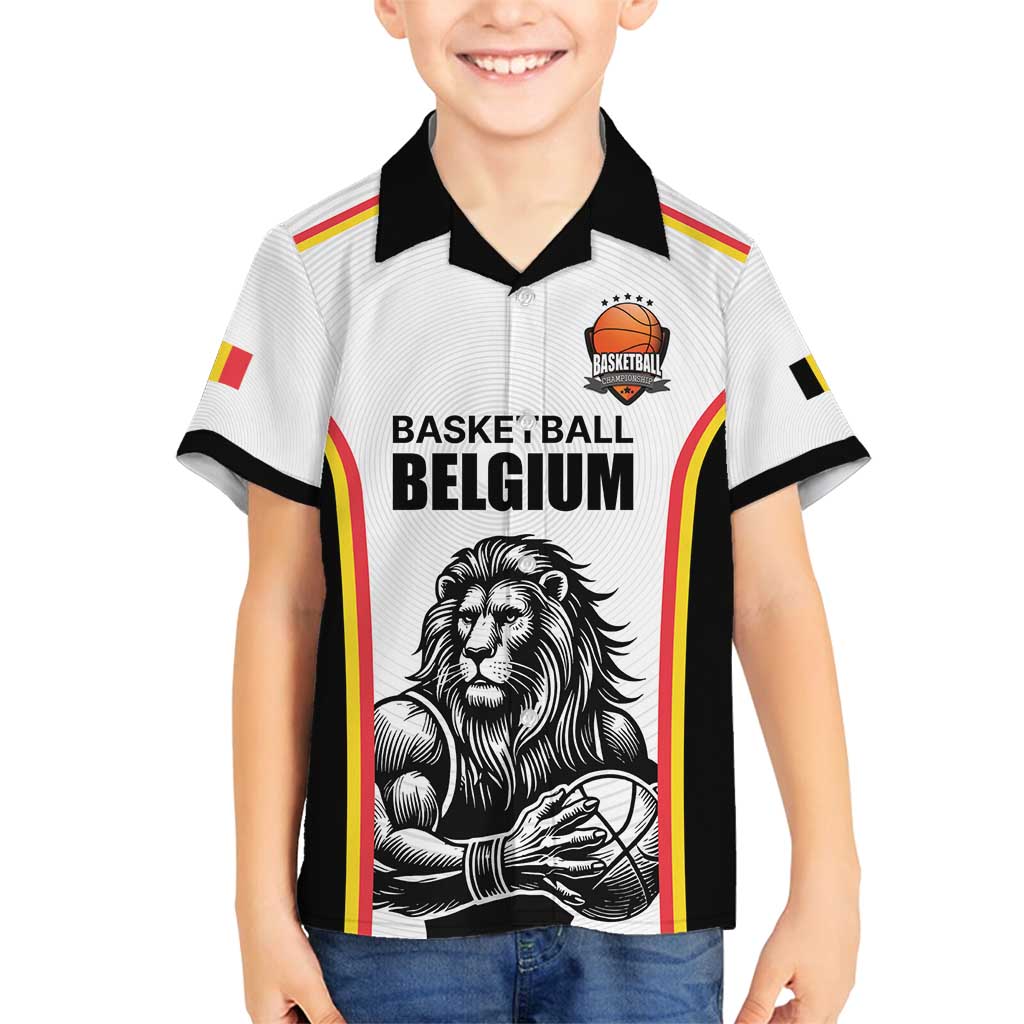 Custom Belgium Basketball Family Matching Puletasi and Hawaiian Shirt Lion Mascot Sporty Style