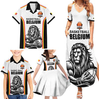 Custom Belgium Basketball Family Matching Summer Maxi Dress and Hawaiian Shirt Lion Mascot Sporty Style