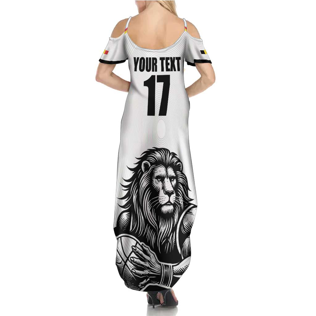 Custom Belgium Basketball Family Matching Summer Maxi Dress and Hawaiian Shirt Lion Mascot Sporty Style