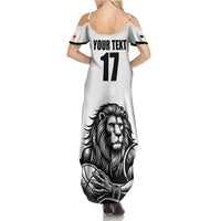 Custom Belgium Basketball Family Matching Summer Maxi Dress and Hawaiian Shirt Lion Mascot Sporty Style