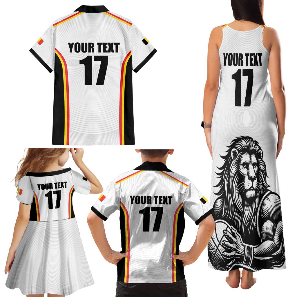 Custom Belgium Basketball Family Matching Tank Maxi Dress and Hawaiian Shirt Lion Mascot Sporty Style