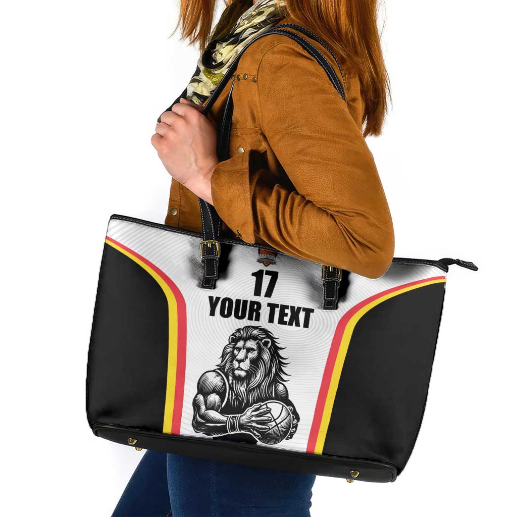 Custom Belgium Basketball Leather Tote Bag Lion Mascot Sporty Style