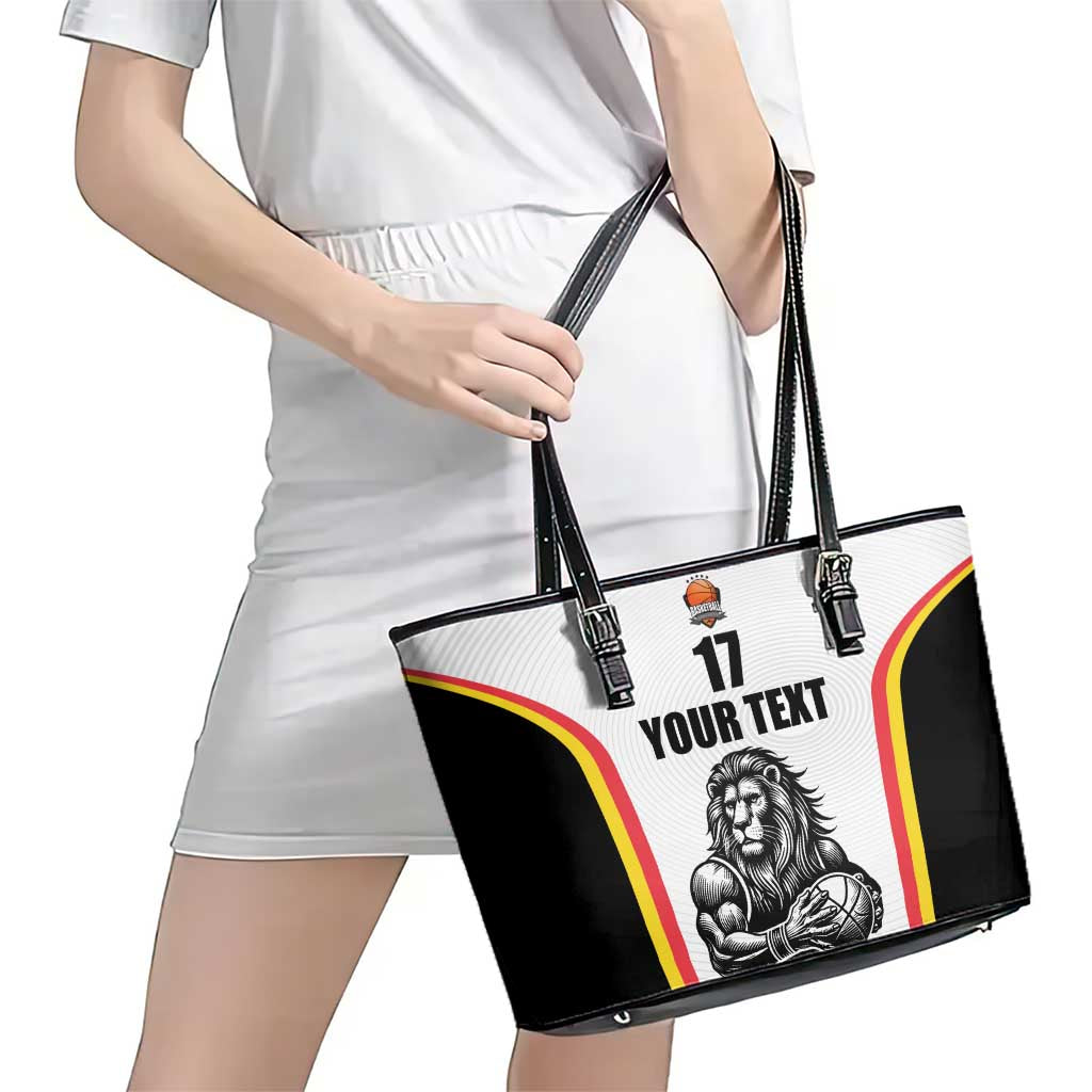 Custom Belgium Basketball Leather Tote Bag Lion Mascot Sporty Style