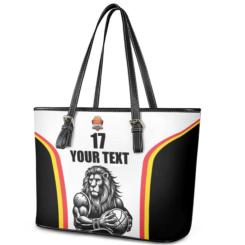 Custom Belgium Basketball Leather Tote Bag Lion Mascot Sporty Style