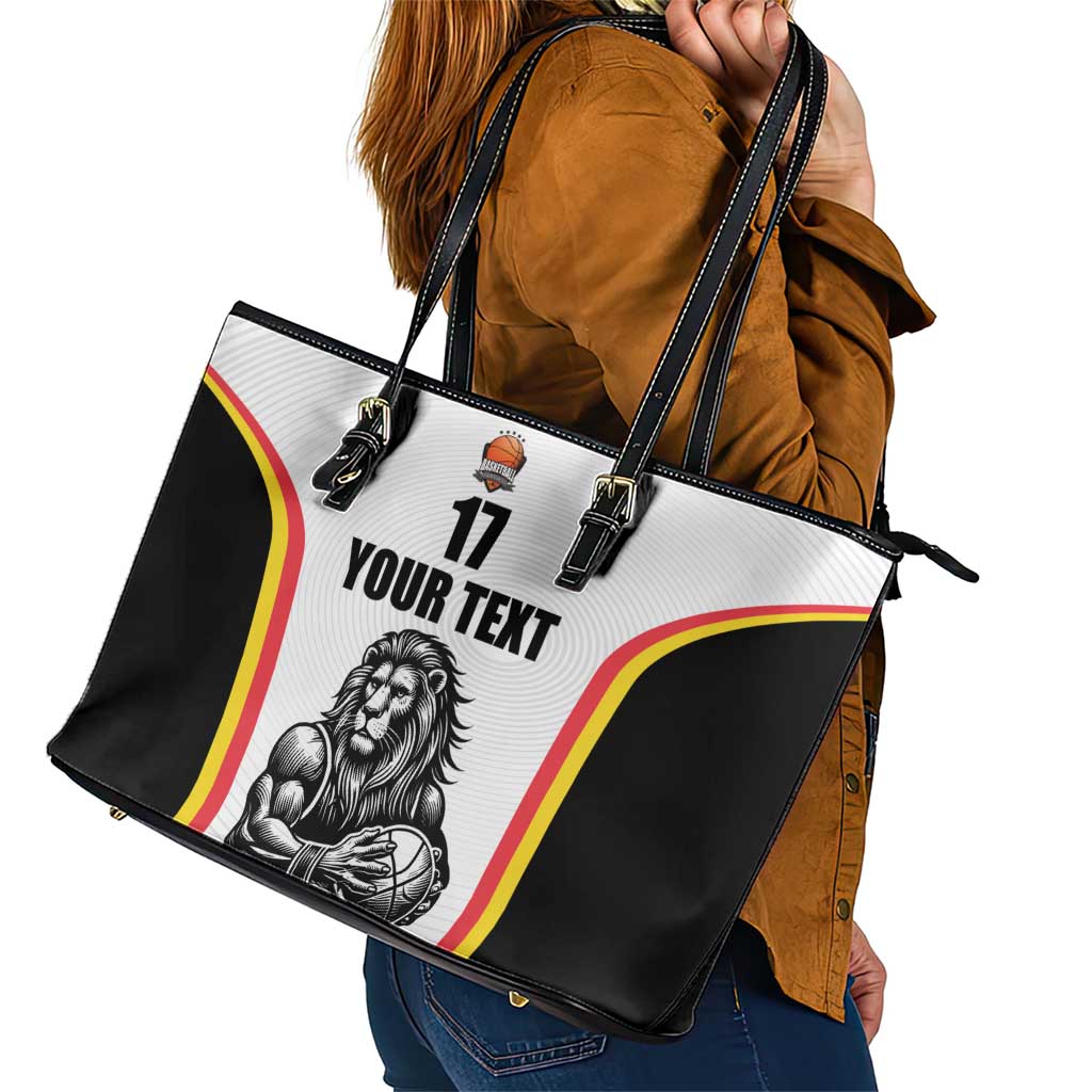 Custom Belgium Basketball Leather Tote Bag Lion Mascot Sporty Style
