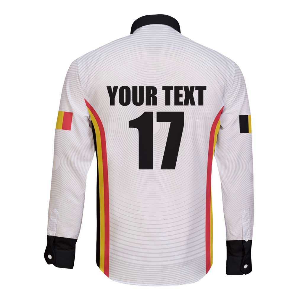 Custom Belgium Basketball Long Sleeve Button Shirt Lion Mascot Sporty Style