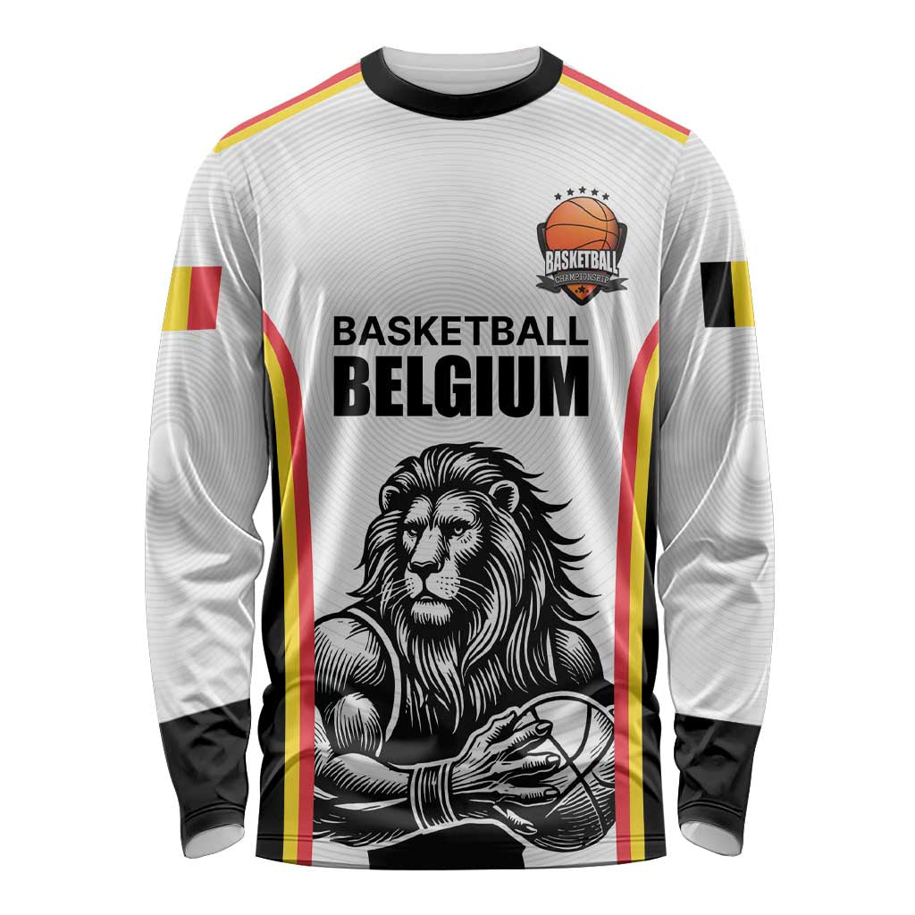 Custom Belgium Basketball Long Sleeve Shirt Lion Mascot Sporty Style