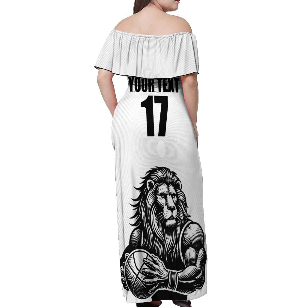 Custom Belgium Basketball Off Shoulder Maxi Dress Lion Mascot Sporty Style
